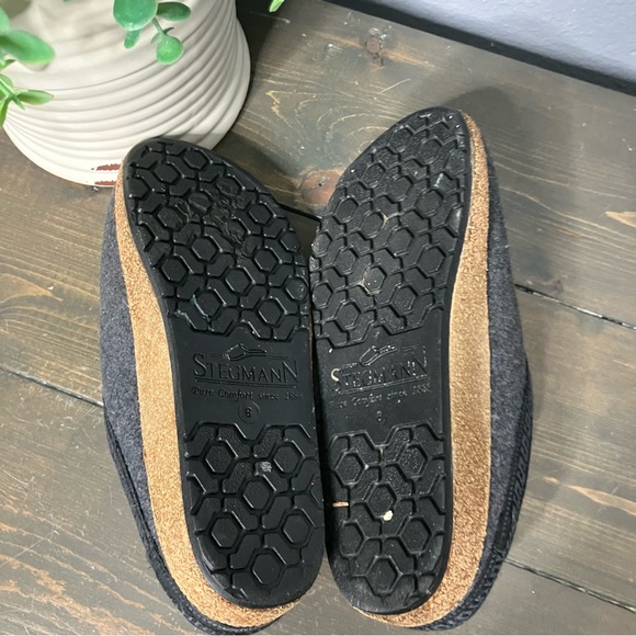 Stegmann Wool Clogs Size 6 Women Grey cork Slip-on cozy warm fall winter - Picture 8 of 10